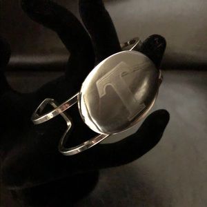 Bangle w Initial T Signed “Best” Silver Tone Finish